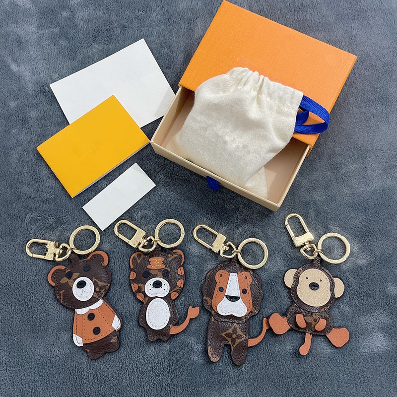 Leather Bear Charm Creative Factory Direct Wholesale Cross-Border Fashion Bag & Car Keychain Small Gift