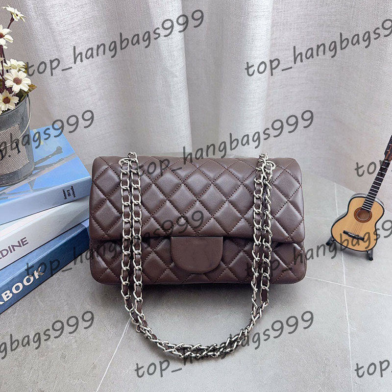 Double Flap Designer Womens Shoulder Bag Lambskin Leather Gold/Silver Hardware Metal Matelasse Chain Crossbody Makeup Bag Dinner Shopping Purse 25X16CM