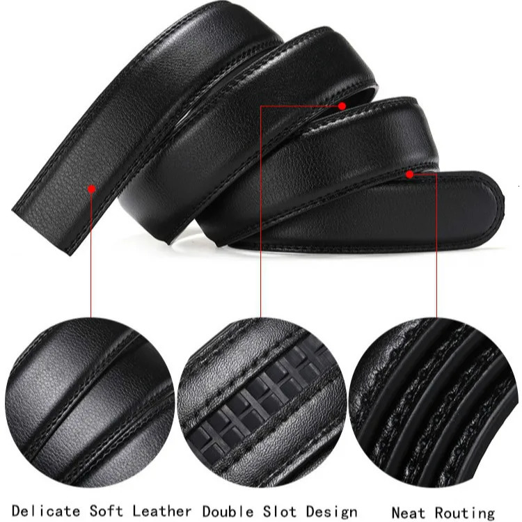 24/28/30/35CM Wide Without Buckle Men Ratchet Cow Leather Belt Strap Replacement for Mens Auto Lock Buckle Belt 251218