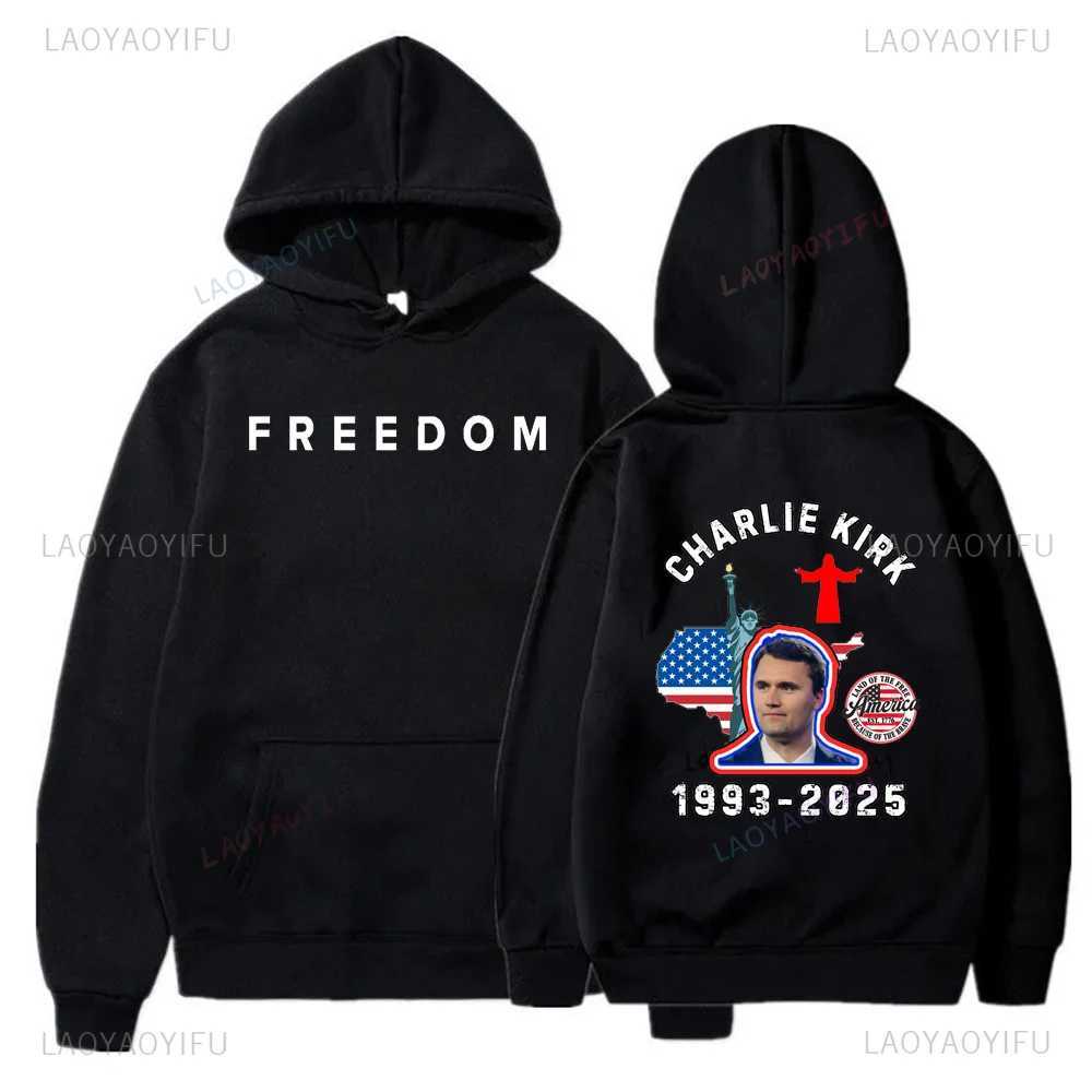 Rest in Peace Charlie Kirk Hoodie 1993-2025 Mens Womens Wide Autumn Winter Rally Suit Justice Commemorative Pure Cotton Hoodie X251218