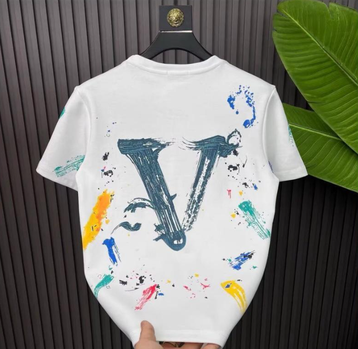 Free Shipping 2026 Summer Lightweight Luxury New Design Graffiti Print Men's Fashion Round Neck T-Shirt Versatile Trendy Super Stylish Short Slee