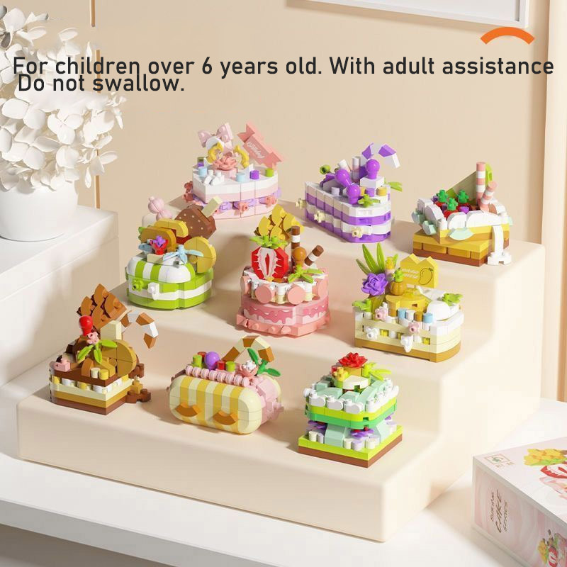 cake Building Blocks 3d-brick kids toy colorful Cake-shaped toys a box 9 piece For users over 6 years old Adult assistance Children's building bl