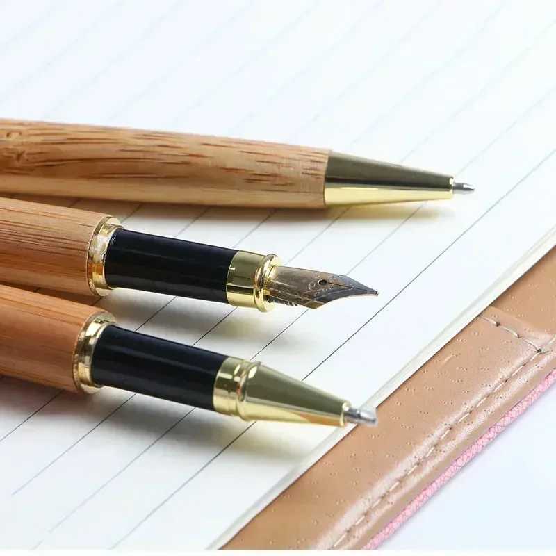 Cust Bamboo Wooden Signature Ballpoint Pen Laser Personalize Cpany Name Maple Beech Wood Business Graduation Box Gift Y251218