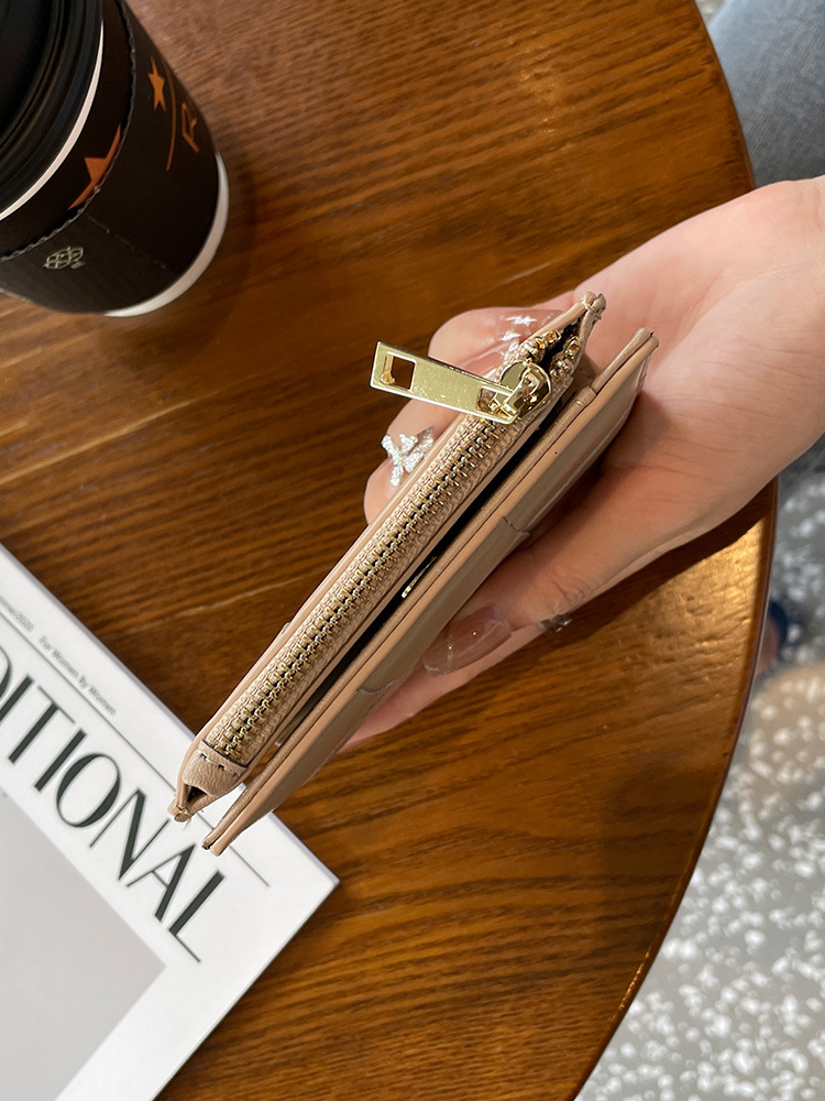 Genuine Leather Small Wallet for Women Sheepskin Woven Short Style Multi Card Slot Vintage Design 1100368158