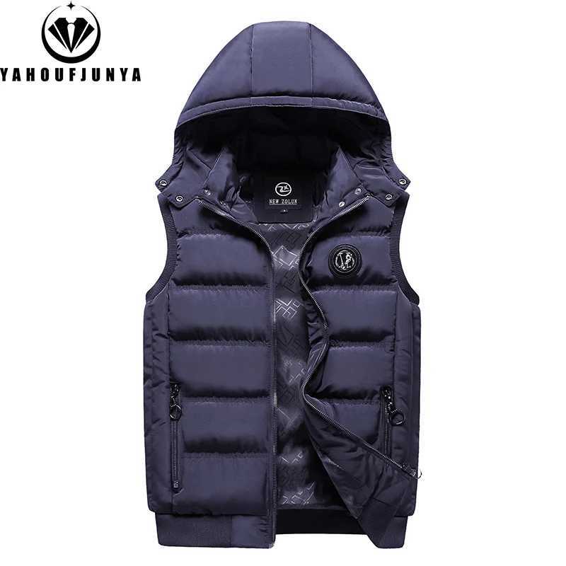 Men Autumn Sleeveless Fleece Warm Detachable Hooded Vest Men Winter Outdoors Casual Solid Pocket Zipper Fashion Vest Male CoatG251218