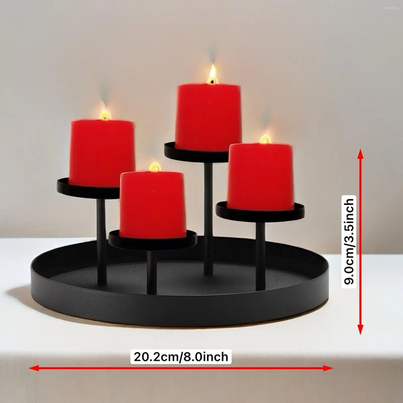 Candle Holders Christmas Holder Round Tray Metal Centerpieces For Tables Holiday Party Decorations Wedding H260310
