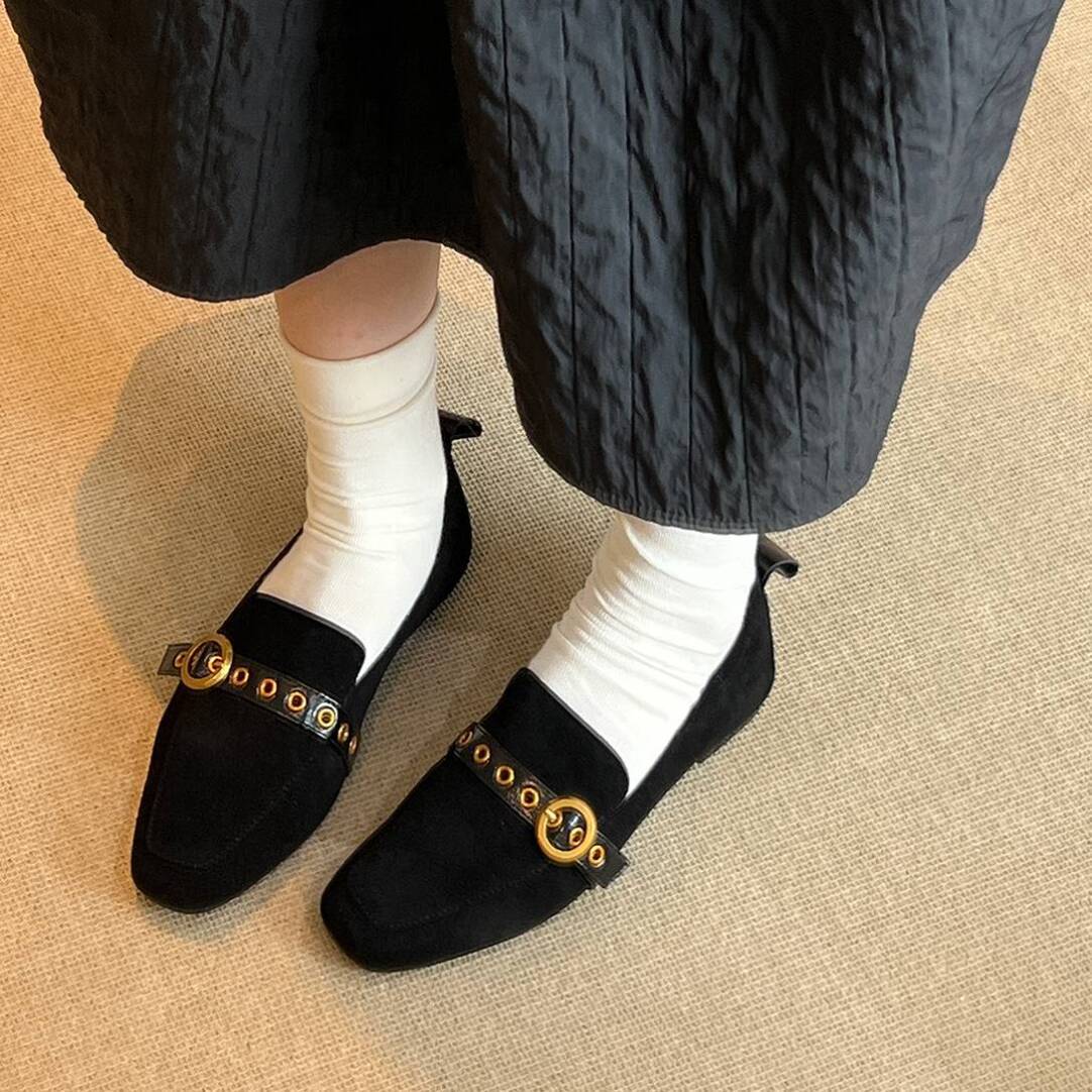 Free Shipping 2026 Designer New Women Elegant Suede Loafers Fashion Versatile Comfort Square Toe Dress Shoes Black Brown