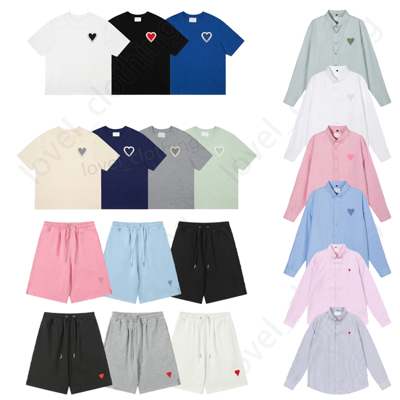 Mens womens T shirts Designer short sleeve Summer Fashion brand leisure loose tide High quality Cottons heart print Luxurys tops Clothing shorts SIZE S-XL