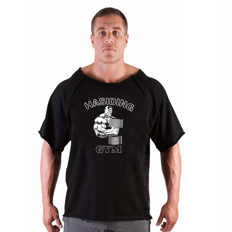 Men's T-shirt Men Running Sport T Shirt Men Loose Fitness Tops Tee Cotton Oversized Training Gym Sport Running Shirts Jersey