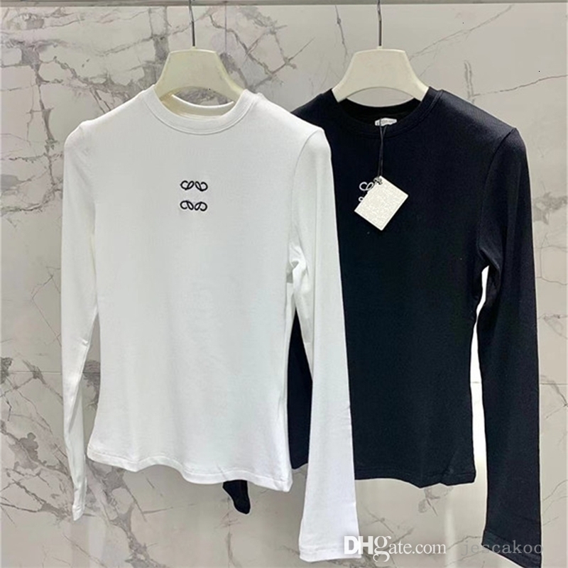 Fashion Luxury Tops Women Designer T Shirt Embroidery Letter Long Sleeve Round Neck T-shirt Base Shirt Elegant Versatile Slim Fit Top