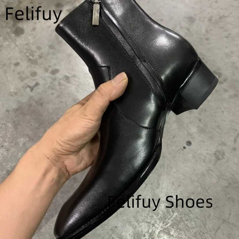 Man Retro Black Genuine Leather Chelsea Boots Men Fashion Short Ankle Boot Casual British Style High-Top Shoes Z251218