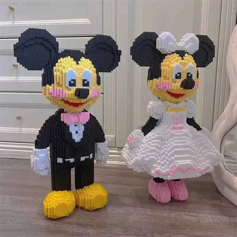 Disney Mickey and Minnie Building Blocks Puzzle Assembly Creative Ornament Wedding Valentines Day Gift for Girls H251218