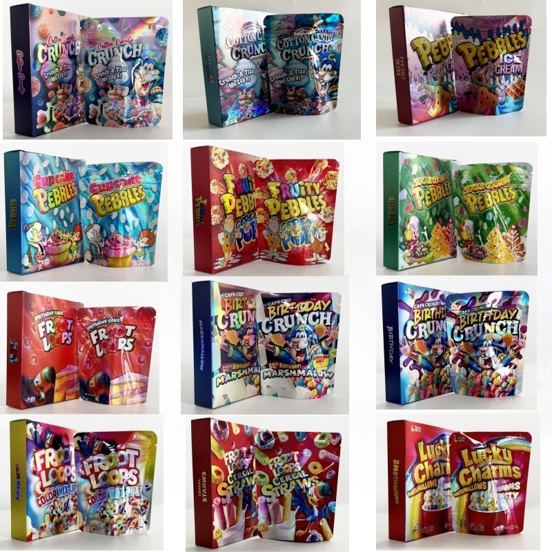 3.5g custom mylar bags with display box cali style packaaging bags stand up zipper pouch for food snack storage bulk discount