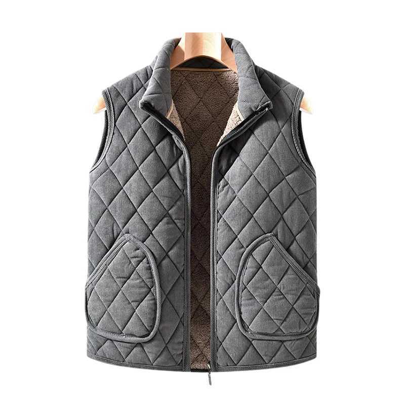 Mens Quilted Vest Fleece Lined Warm Winter Waistcoat Sleeveless Jacket Casual Outerwear Thick Padded Coat for Cold WeatherG251218