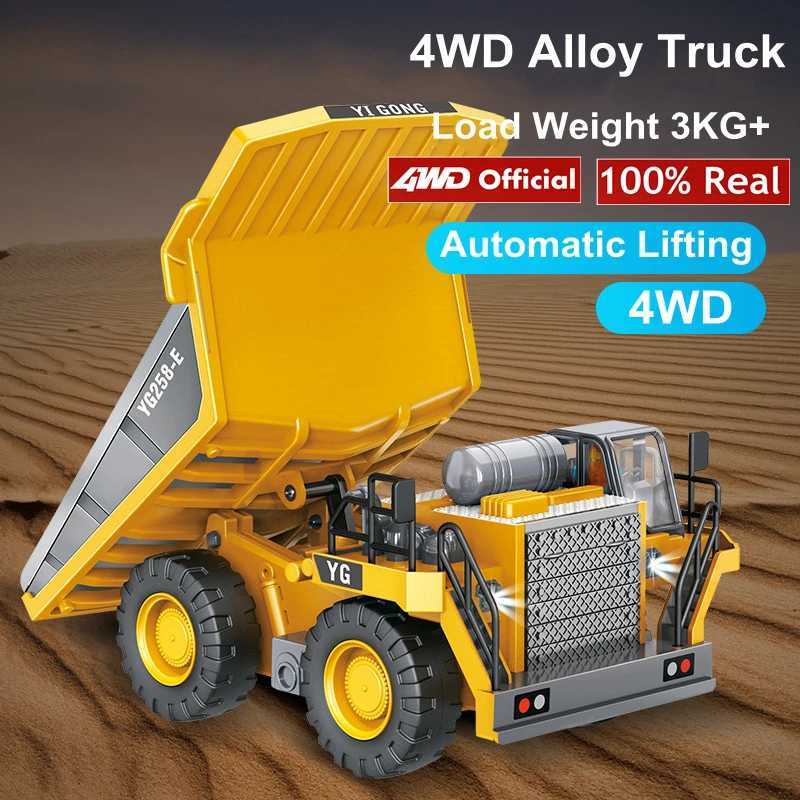 4WD Remote Control Excavator Dump Truck Crawler Bulldozer RC Model Car Toy Alloy Simulation Construction Vehicle Gifts for Kids G251218