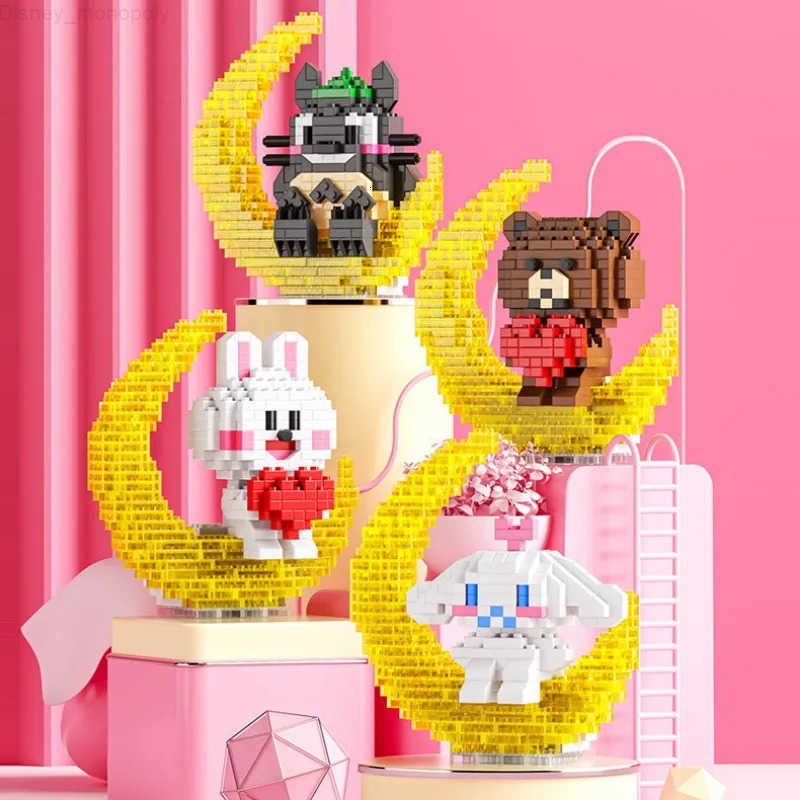 Disney Stitch Sparkling Cartoon Anime Hello Kitty Mini Building Block Toy Sanrio Construction Assembly Toy Gift for Children H251218