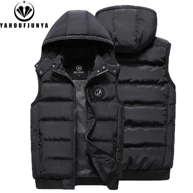 Men Autumn Sleeveless Fleece Warm Detachable Hooded Vest Men Winter Outdoors Casual Solid Pocket Zipper Fashion Vest Male CoatG251218