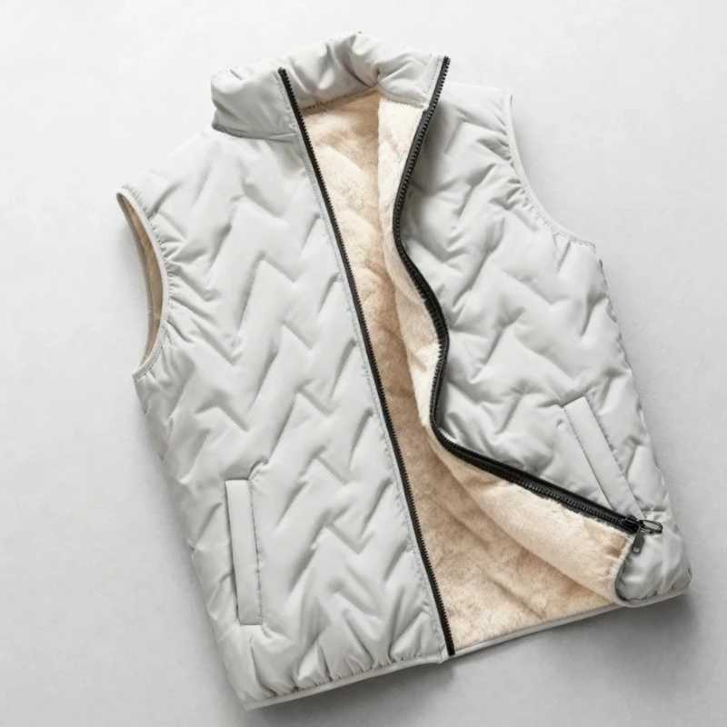 Mens Vest Warm and Fashionable Fashion Trend Lamb Fleece Autumn and Winter New Item Stand Up Collar with Thick Fleece JacketG251218