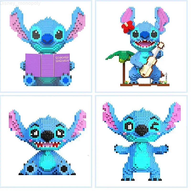 Disney Stitch Series Guitar Reading Posture Assembly of Building Blocks 3D Model of Adult and Childrens Puzzle Toy Gift Collection H251218