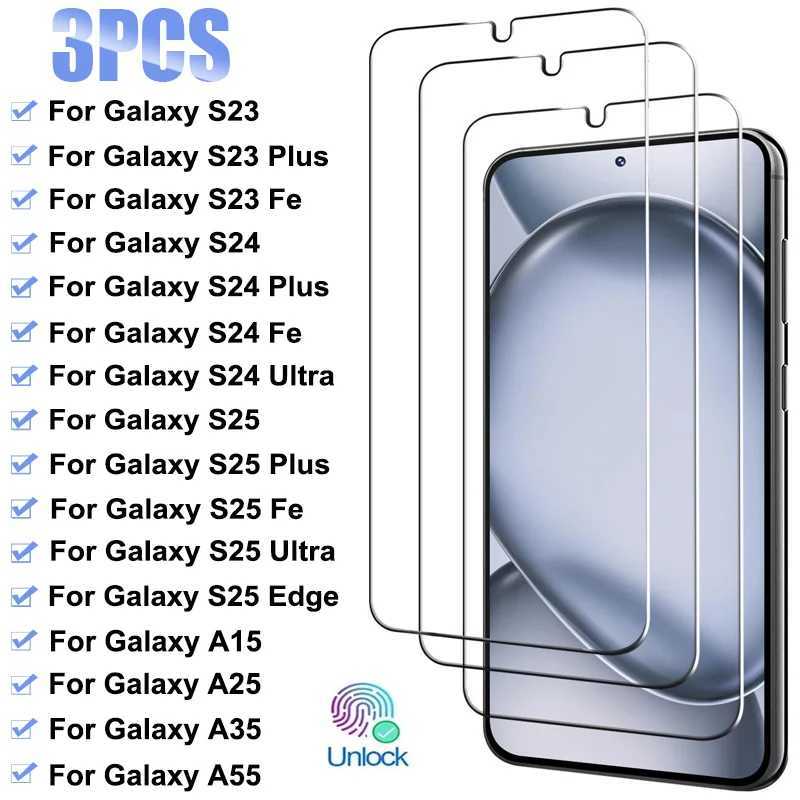 3Pcs Tempered Glass For Galaxy S23 S24 S25 Plus Fe A05S A15 A25 A35 A55 SCREEn Protector For S25 Edge S24 Ultra G251218