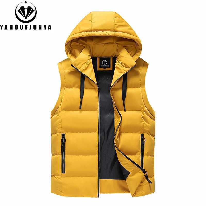 Men Autumn Sleeveless Outdoors Casual Solid Warm Vest Men Winter Detachable Hooded Fleece Pocket Zipper Fashion Vest Male CoatG2512181