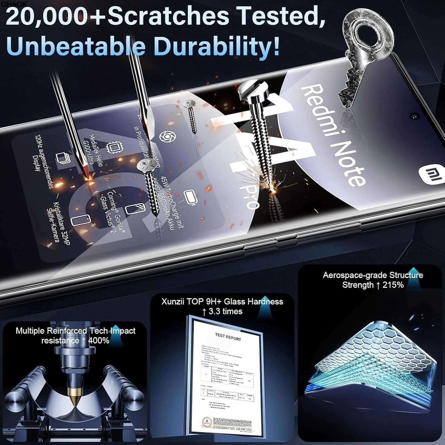 2/4Pcs HD Tempered Glass For Redmi Note 14 Pro PLUS 5G HD Note 13 Pro plus Curved Four Sides Glue Screen Protector G251218