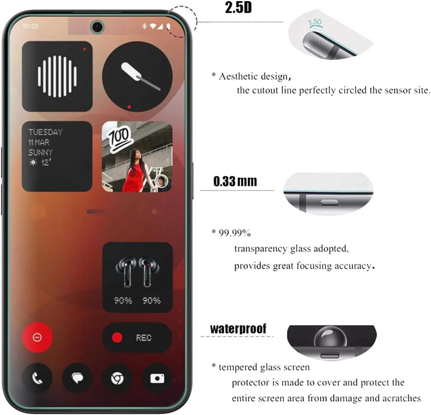 2/4Pcs HD Screen Protector For Nothing Phone 3a/3a Pro Tempered Glass Film G251218