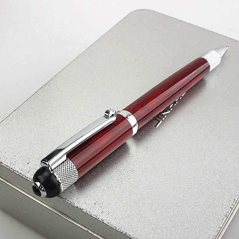 high quality Metal Rotating ballpoint pen Sign Pens 07MM Black Ink Business Caneta Smooth Writing for Off School Supplies Y251218