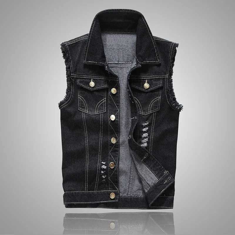 2025 Spring and Autumn New denim vest mens Korean version sleeveless camisole slim fit summer denim vest top plus size trendG251218