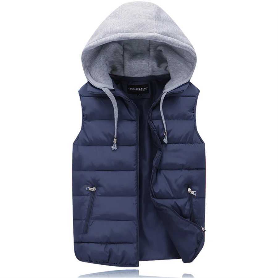 Mens Padded Vest Spring Autumn Hooded Jacket Couples Outerwear Thick Warm Sleeveless Short Coat Women Waistcoat Men Clothes 4XLG251218