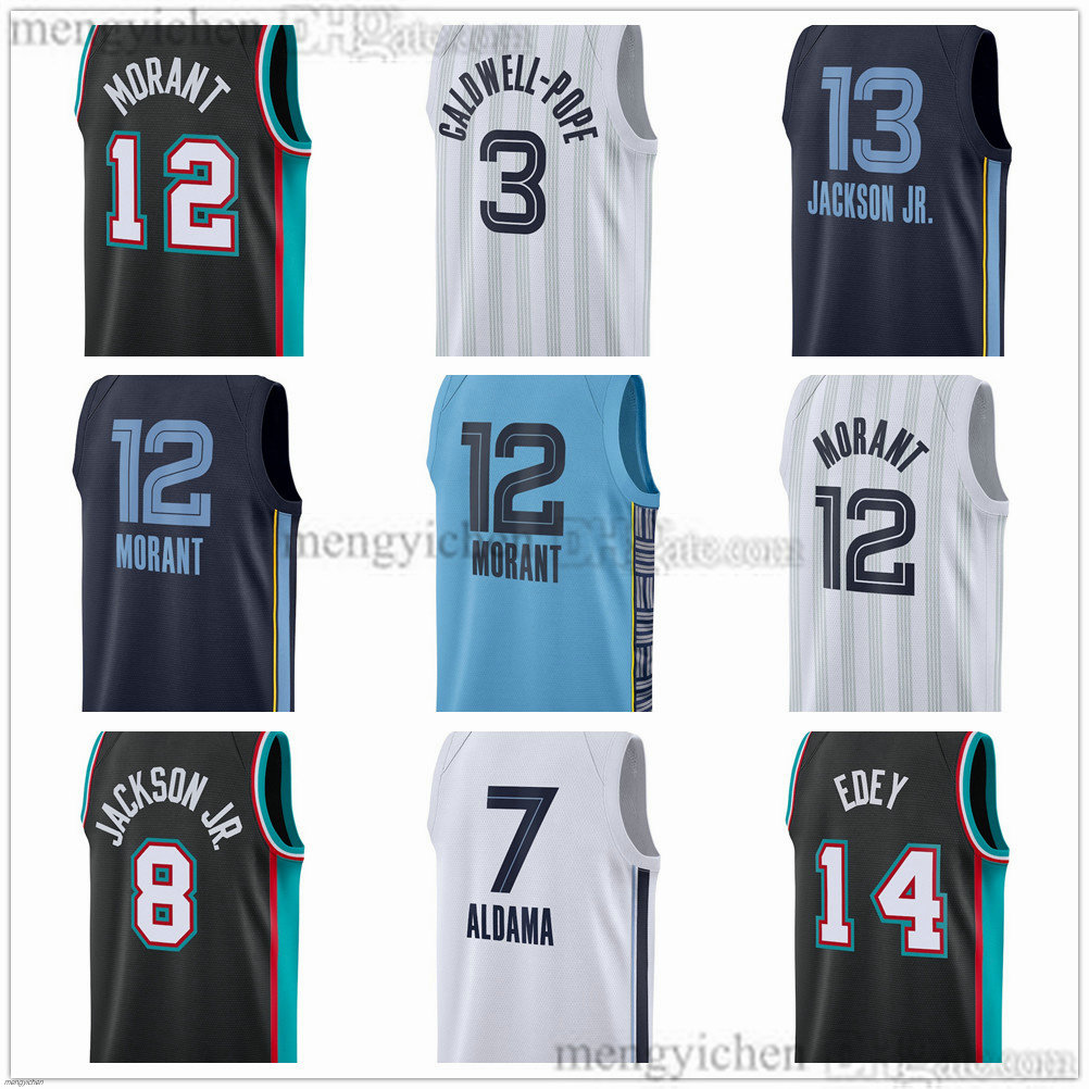 Men's XS-6XL Basketball Jerseys Ja 12 Morant Jaren 8 Jackson Jr. Santi 7 Aldama Kentavious 3 Caldwell-Pope Zach 14 Edey Jaylen 0 Wells Cam 24 Spencer Jock 31 Landale Printed
