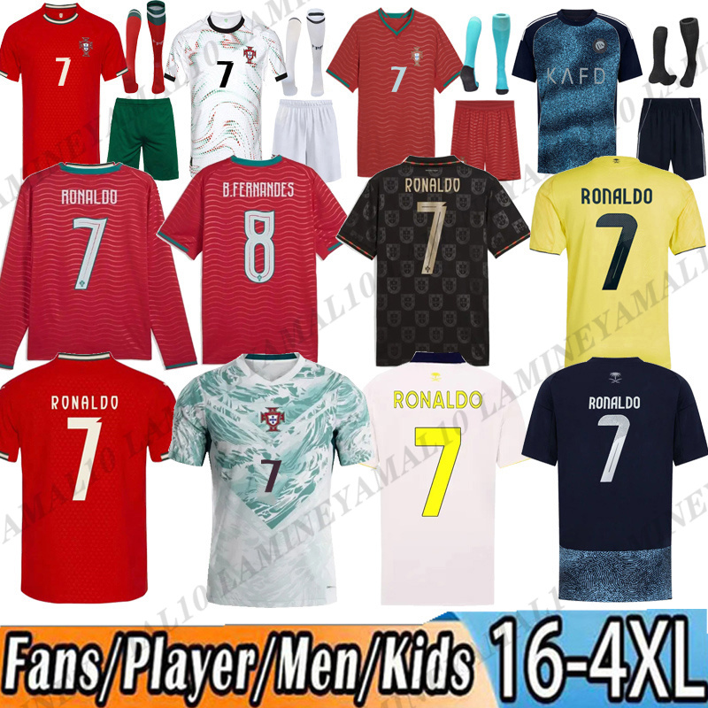 2026 Portugal Ronaldo football shirts Al Nassr FC Soccer Jerseys B.FERNANDES BERNARDO 26 27 Riyadh Ronaldo Men kit Portuguese Child Shirt Kits Player national