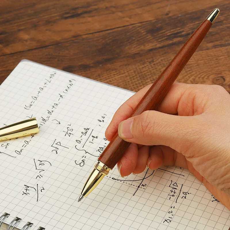 Retro Sandalwood Pen 05mm Writing Pen Off Signature Pen Student Writing and Painting School Stationery Supplies Y251218