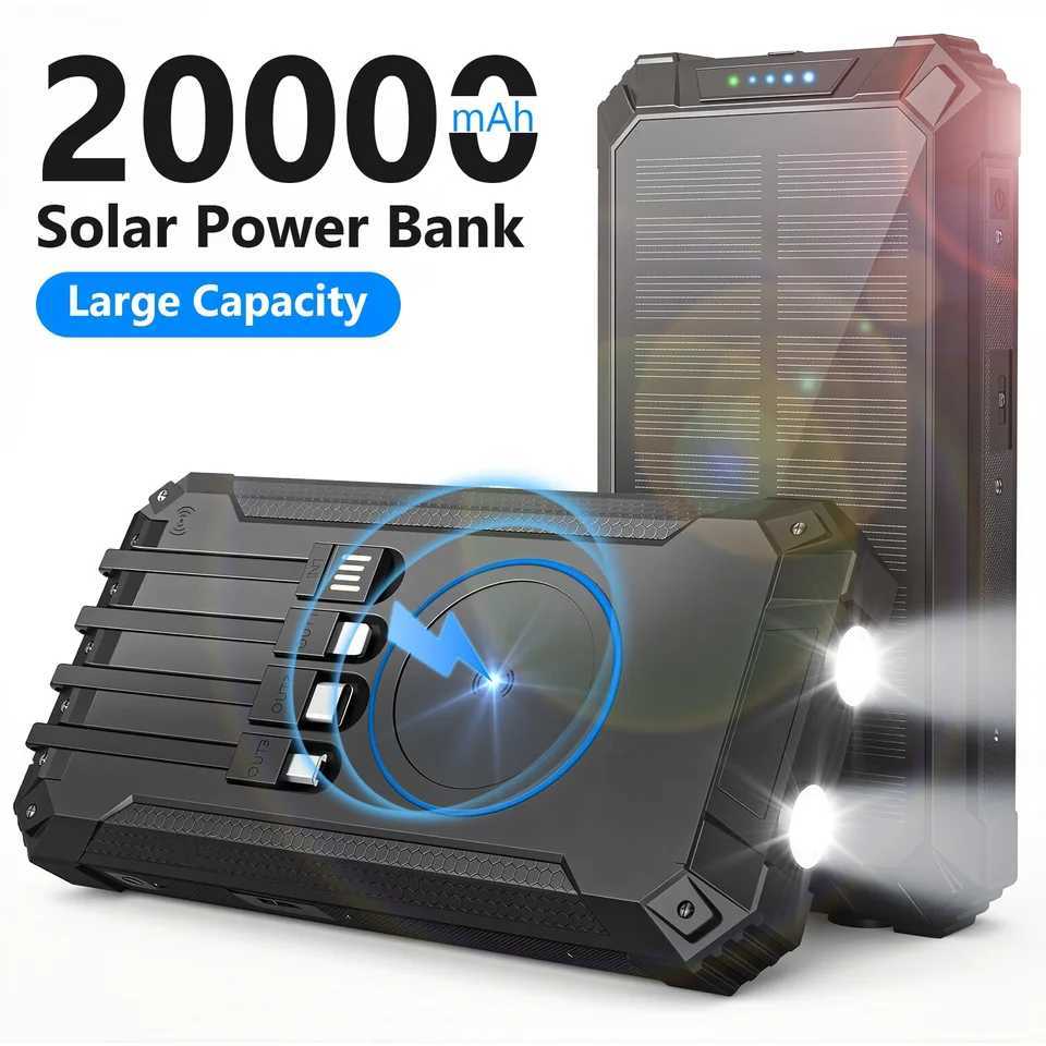 Banca Di Energia Solare Portatile Da 20000 Mah Ricarica Wireless 18 W Doppie Lu…