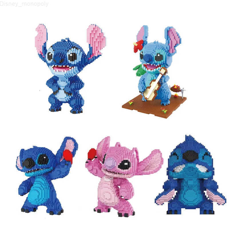 Disney Guitar Stitch Series Diamond Building Block Micro Lilo Stitch Figure Cute 3D Model Children For Mini Bricks Toys H251218