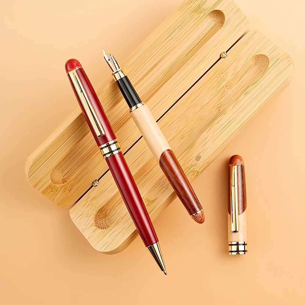 Cust Wood Ballpoint Pen Laser Ene Text Personali Sign Pen for Family Cpany Friend Gift Box Available Y251218