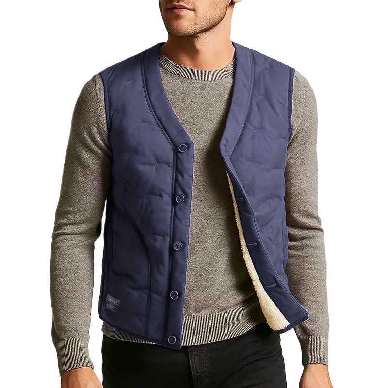 Mens Vest Water-Resistant Winter Outdoor Button Sleeveless Warm Puffey Jacket Casual Lightweight Thick Sherpa Lined CoatsG251218