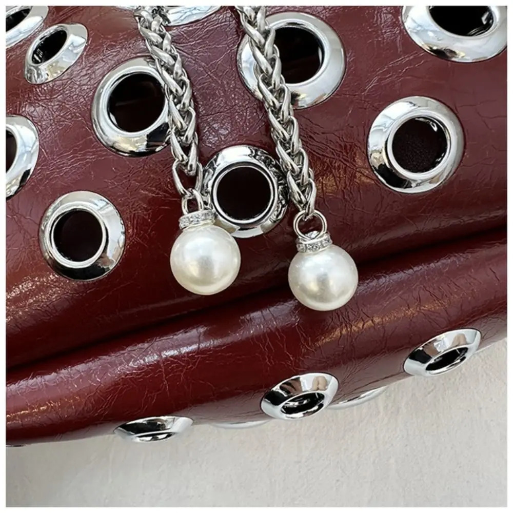 Portable Metal Stud Rivet Shoulder Bag Spicy Girl Chain Y2k Underarm Bag Punk Style Handbag Drawstring Crossbody Bag Daily 251217