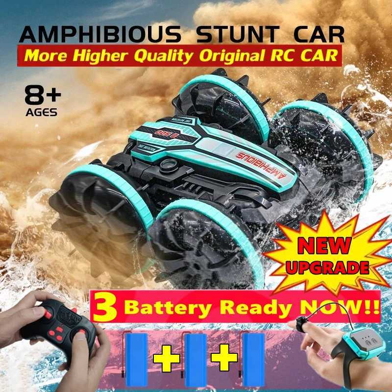 Amphibious RC Car Remote Control Stunt Car Vehicle Double-sided Flip Radio 4WD Drift Off Road Outdoor Toys for Boy Children Gift G251218