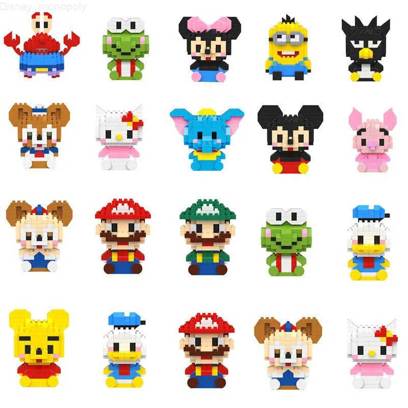 Disney Stitzer Mario SpongeBob Doll Mini Cartoon Block Toys Micro Particle Building Construction Module Childrens Puzzle Toys H251218