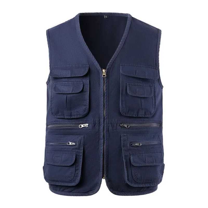 2024 New Male Work Vest Summer Tool Tactical Motorcyclist Multi-pocket Men Hunting Coat Sleeveless Jackets Jacket Large Size MANG251218