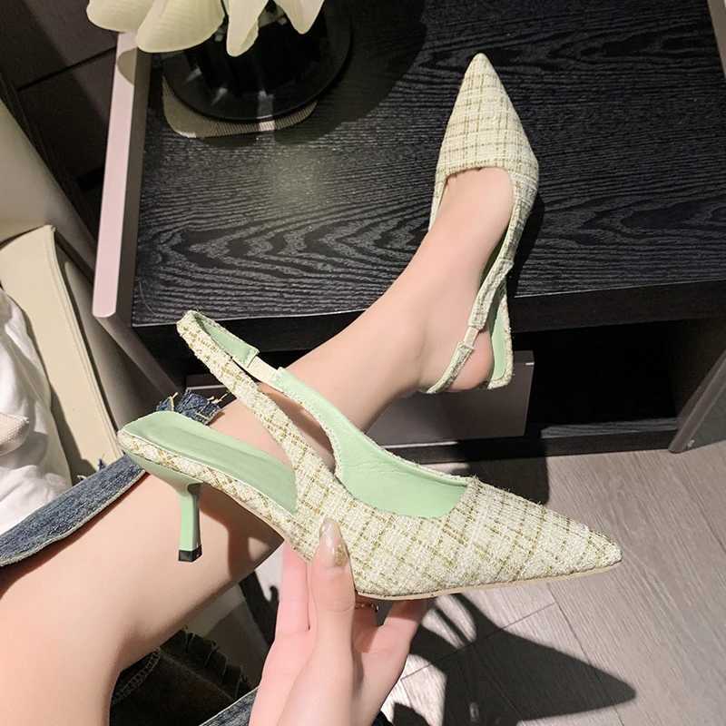 Brand Designer Slingbacks High Heels Pumps Women Pointed Blue Pointed Toe Party Shoes Summer Thin Heeled Sandals High Heel Shoes Z251218