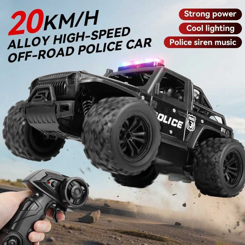 ZWN 116 Alloy High Speed Off-Road Police Truck RC Car with Music Sound and LED Lights Outdoor Toy 24G Remote Control G251218