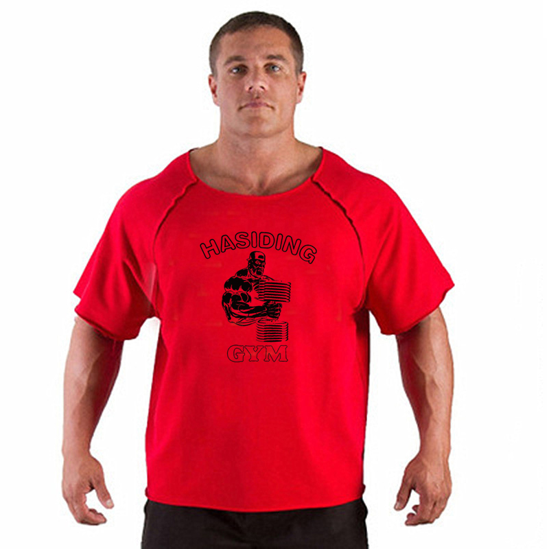 Men's T-shirt Men Running Sport T Shirt Men Loose Fitness Tops Tee Cotton Oversized Training Gym Sport Running Shirts Jersey