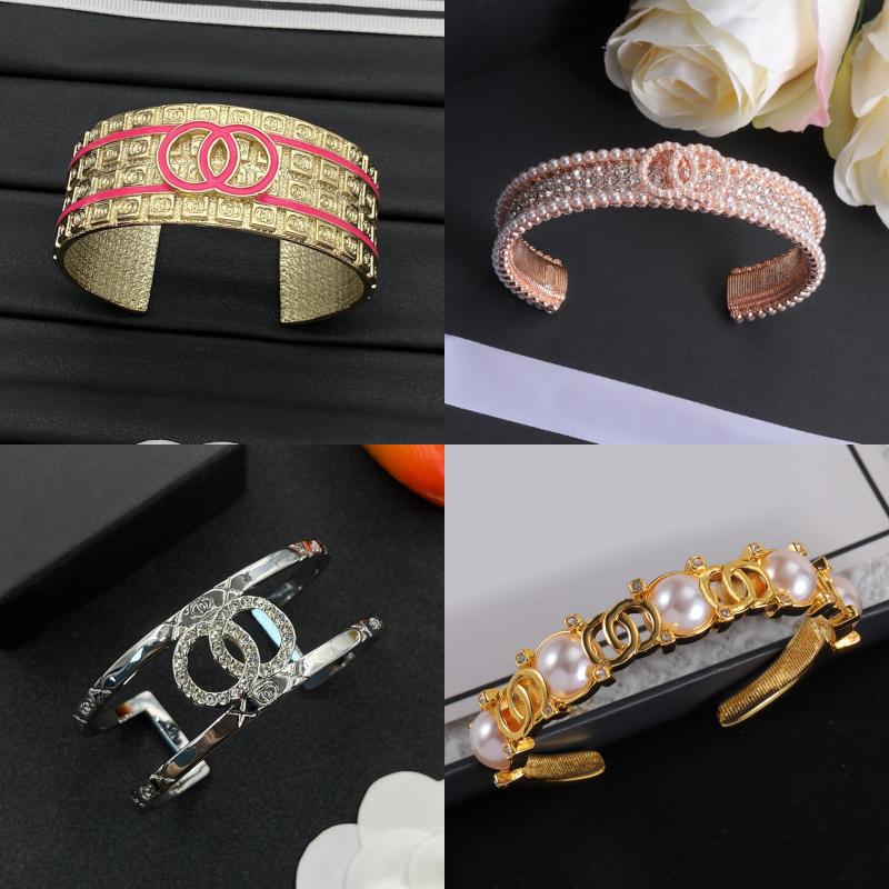 Hot Sell Bracelet Bangles with Crystal Letter Luxury Men Women JewelryWristband Cuff Fashion Accessories High Quality Brass Copper Bracelets
