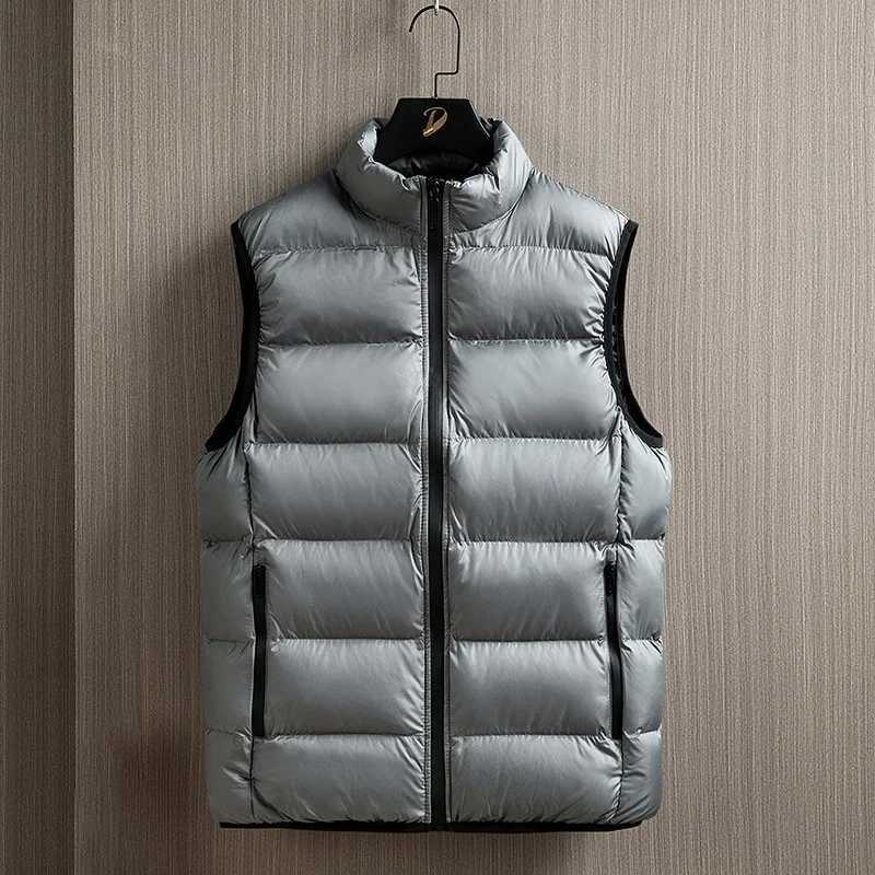 2025 Autumn Winter Men Down Vest Simple Solid Color Stand Collar Male Waistcoat Thicken Sleeveless Casual Lightweight Man CoatG251218