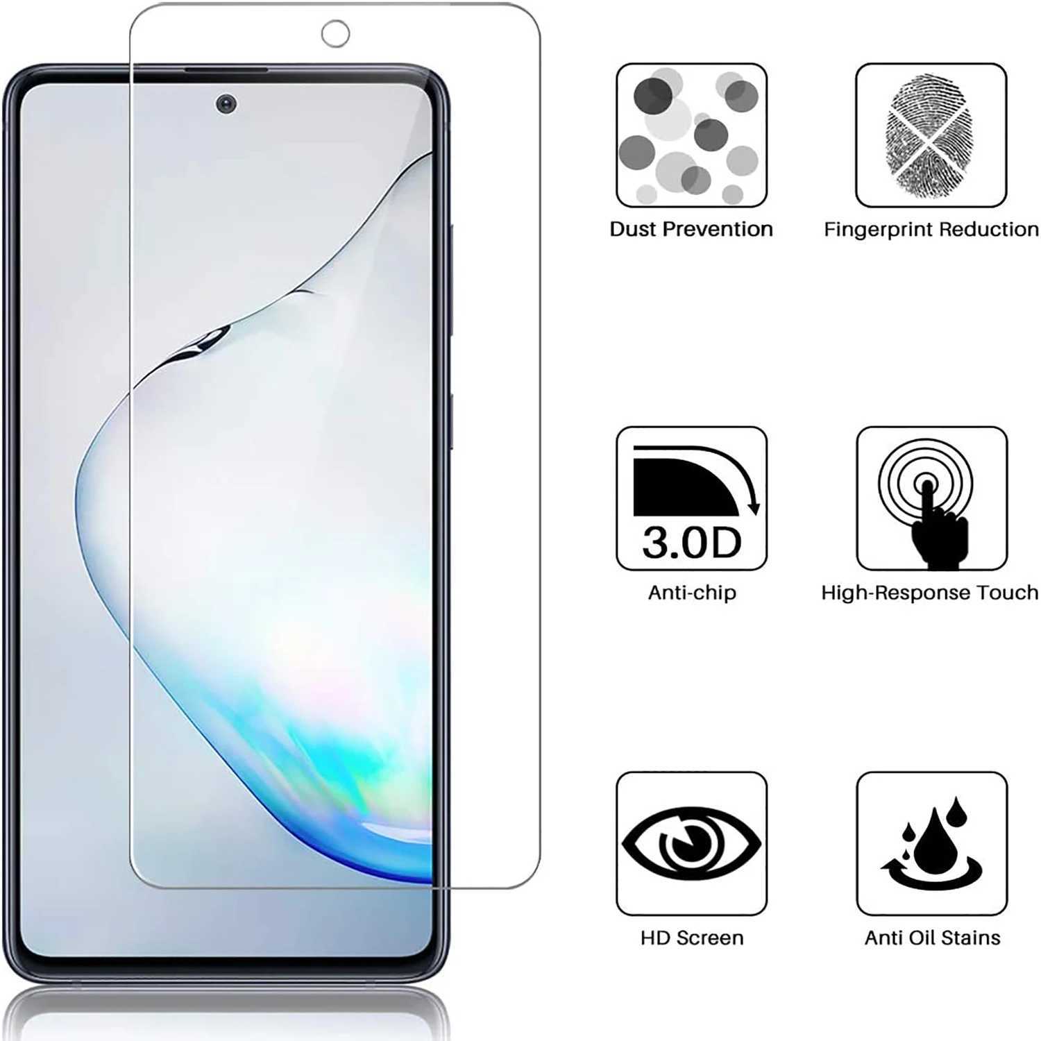 2/4Pcs SCREEn Protector Glass For Galaxy Note 10 Lite Tempered Glass Film G251218