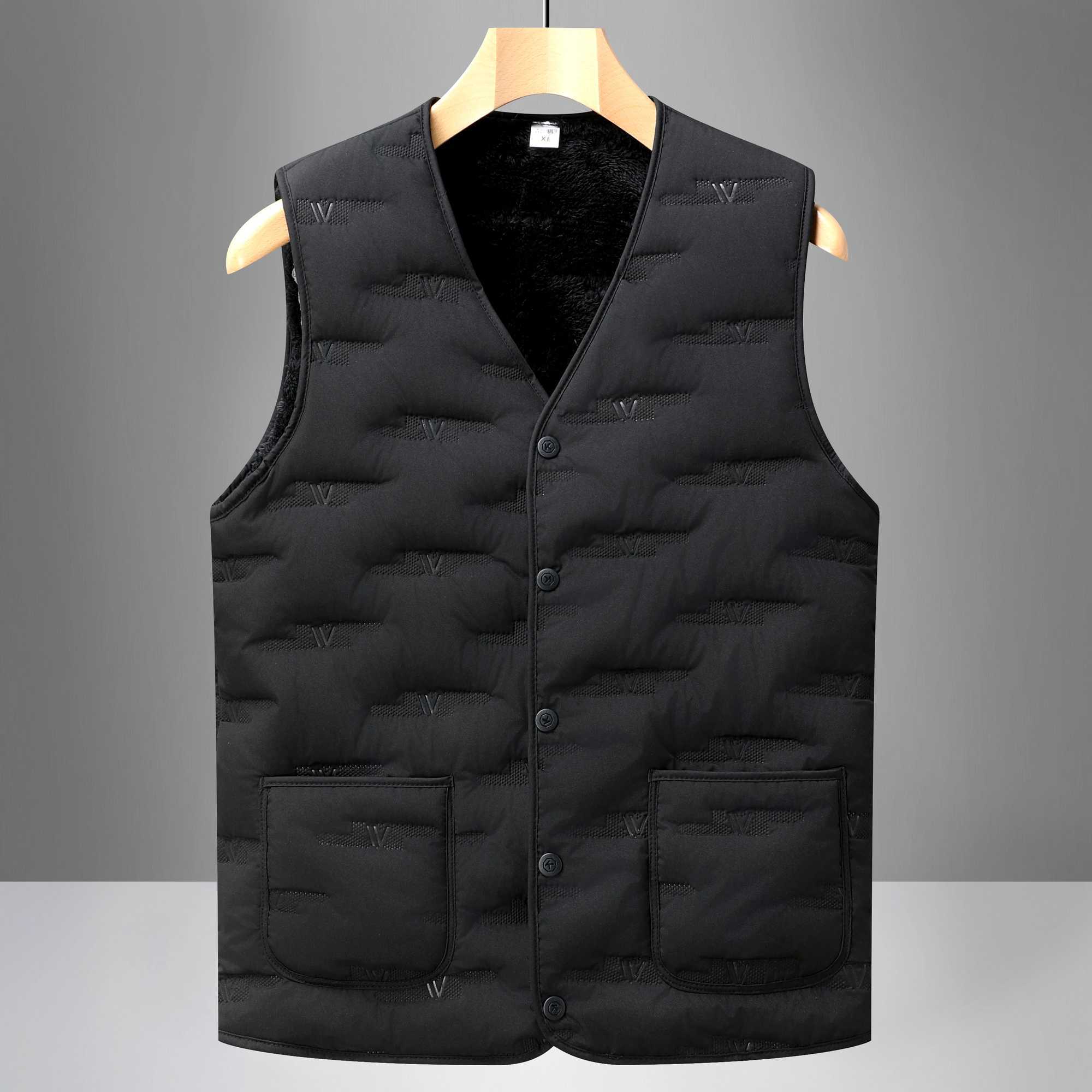 Winter Men Fleece Lined Vest Jacket Windproof Wool Liner Warm V-neck Casual Sleeveless Coats Padded Thicken Outdoor WaistcoatsG251218