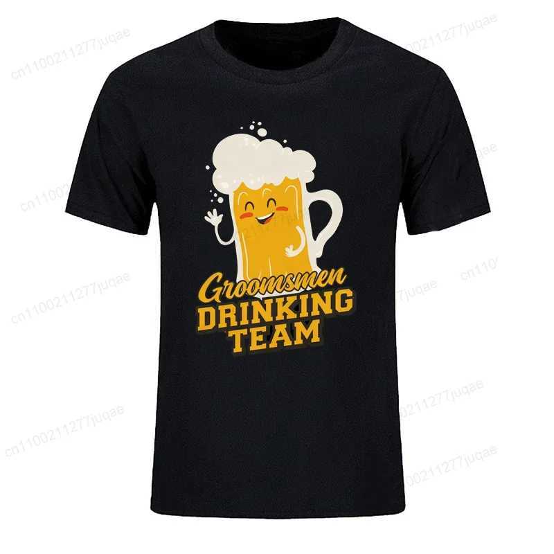 Mens Mens Groomsmen Drinking Beer Team Graphic Casual T Shirt Summer Printed T-Shirt Soft Round Neck Short Sleeve Tee Shirts X251218
