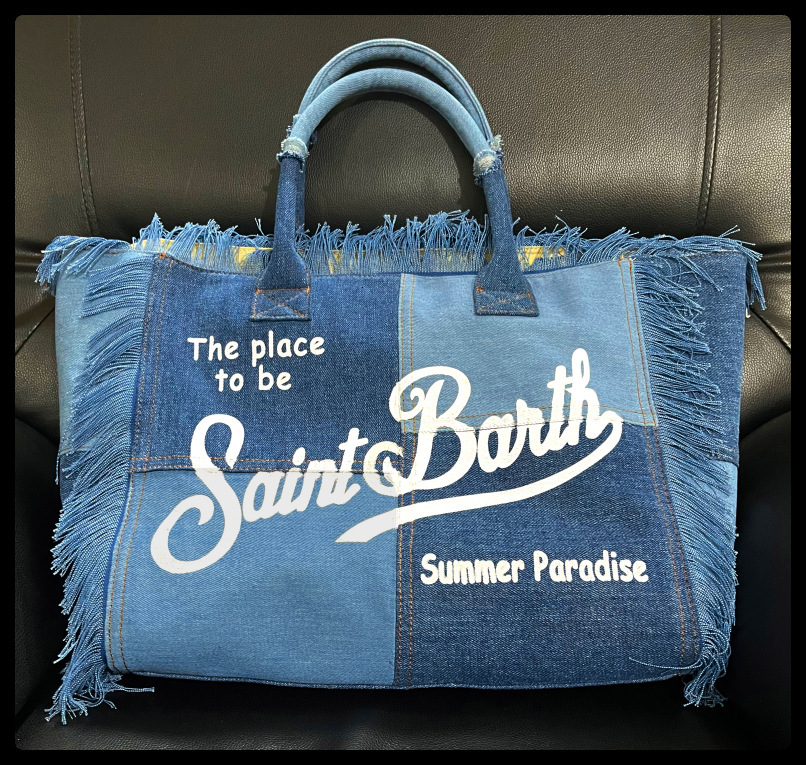 New European and American style denim handbag bag with large capacity tassel canvas for women outdoor parent child designer diaper bag